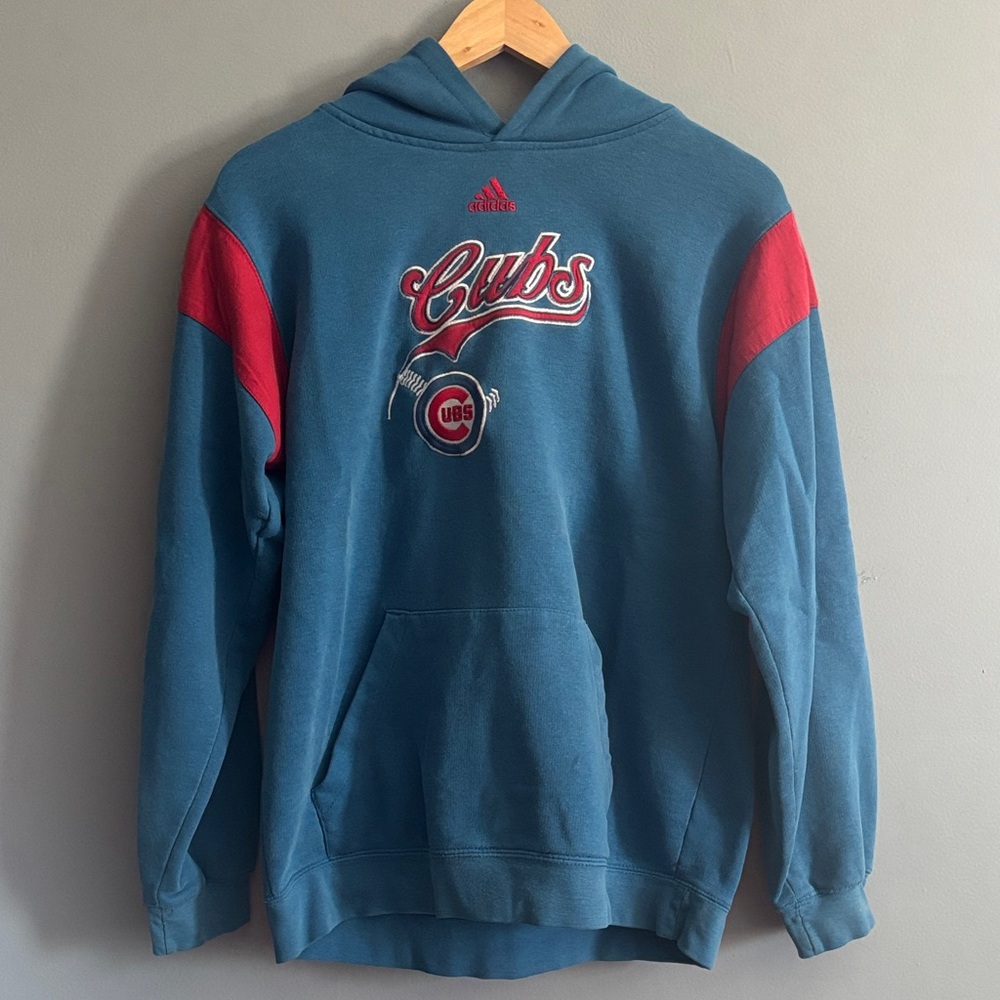 Adidas Cubs Blue and Red Hoodie